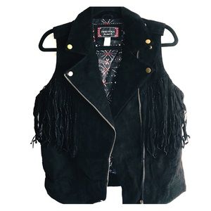 Hip leather Fringe biker vest 🖤